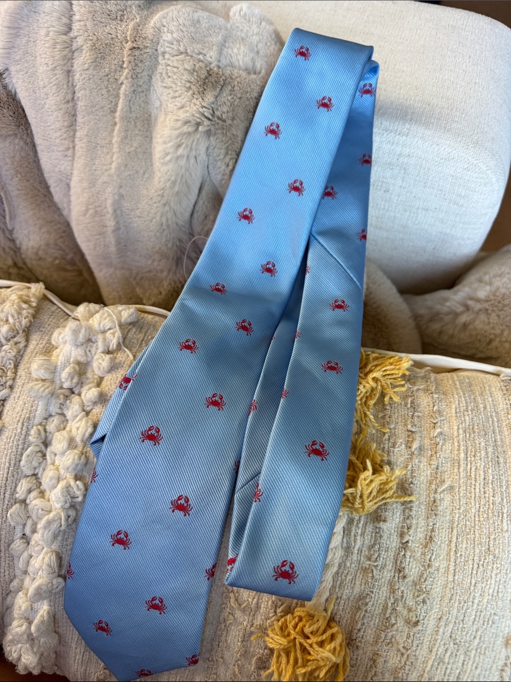 Merona Light Blue Tie with Red Crab Motif